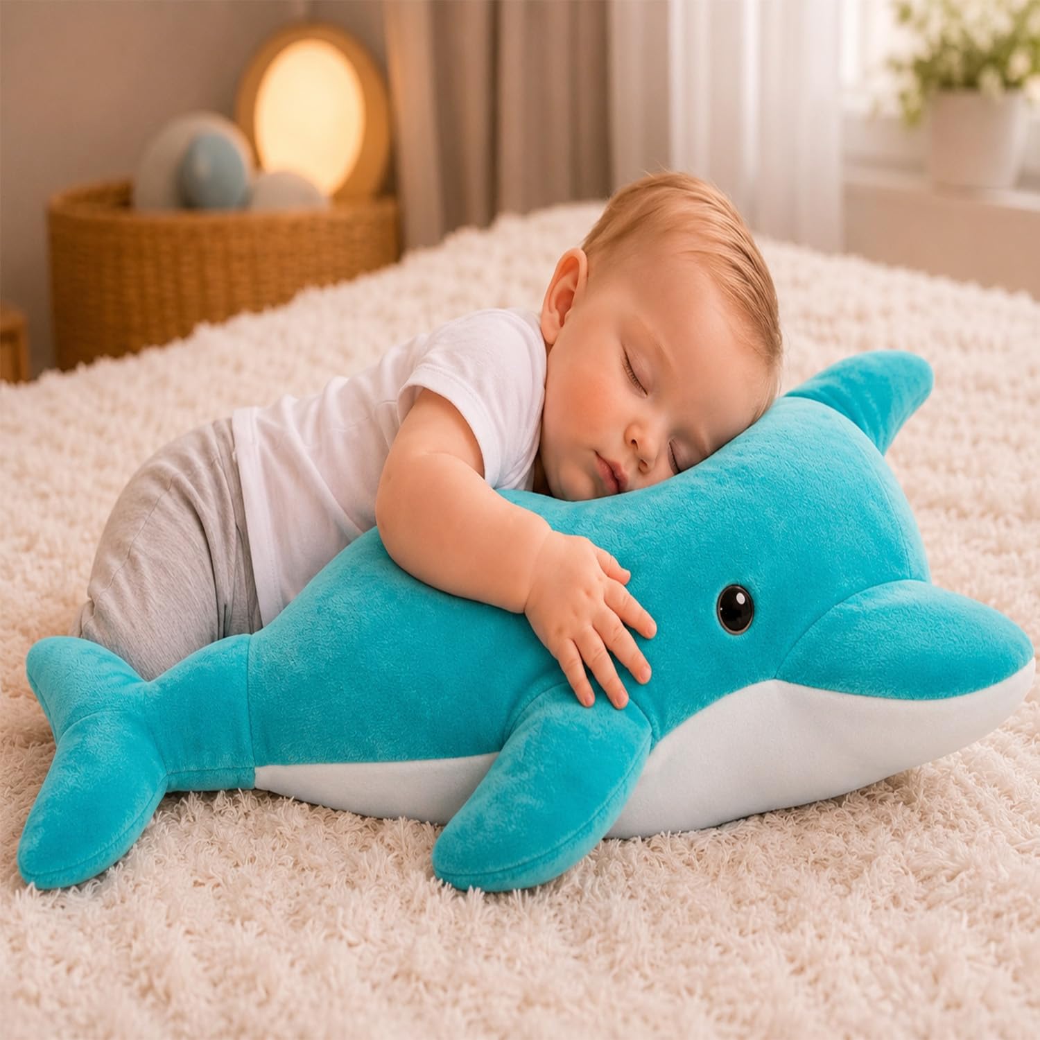 Adhigams Baby Dolphin Soft Toys/Stuffed Toys/Plush Toy | Polyester Soft Dolphin Toys for Baby boy and Girl (Aqua, 50)-picture-30