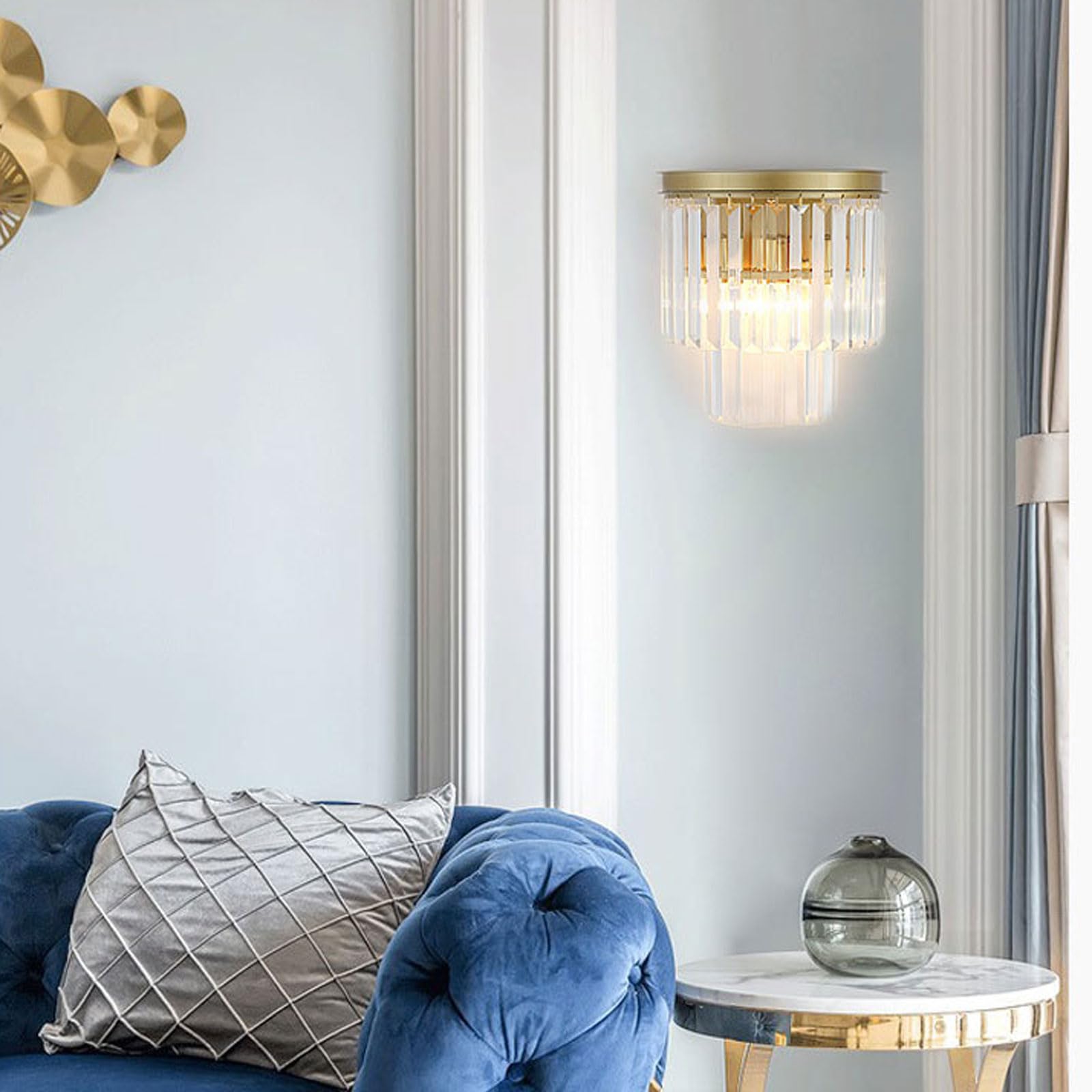 Wandleuchte im amerikanischen Retro-Stil mit Kristallschirm, luxuriöses europäisches Design, goldene Wandleuchte, rostfreie Hardware, Wandleuchte für die Inneneinrichtung im Wohnzi