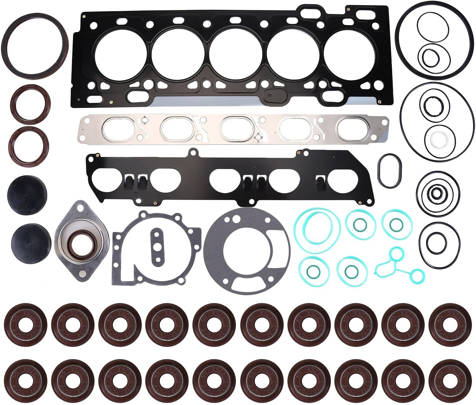 Engine Cylinder Head Gasket Set Kit, Compatible for Volvo C30 C70 S40 S60 V50 V60 2004-2015 2.5L, Engine Gasket Valve Seal Replace for HS54547, HGS4504
