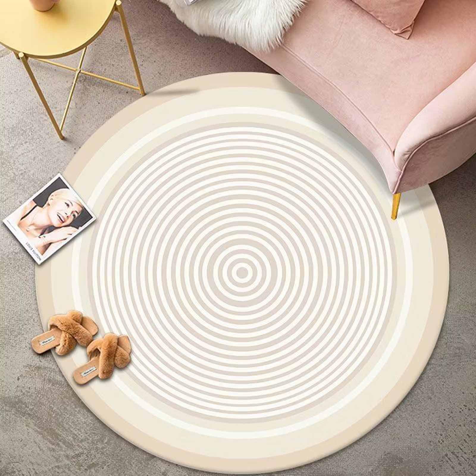 Tapis Cercle Minimaliste Moderne de Salon Gris Crème 60cm 80cm 100cm 120cm 140cm 160cm 180cm 200cm Tapis Facile à Nettoyer pour Salon Chambre
