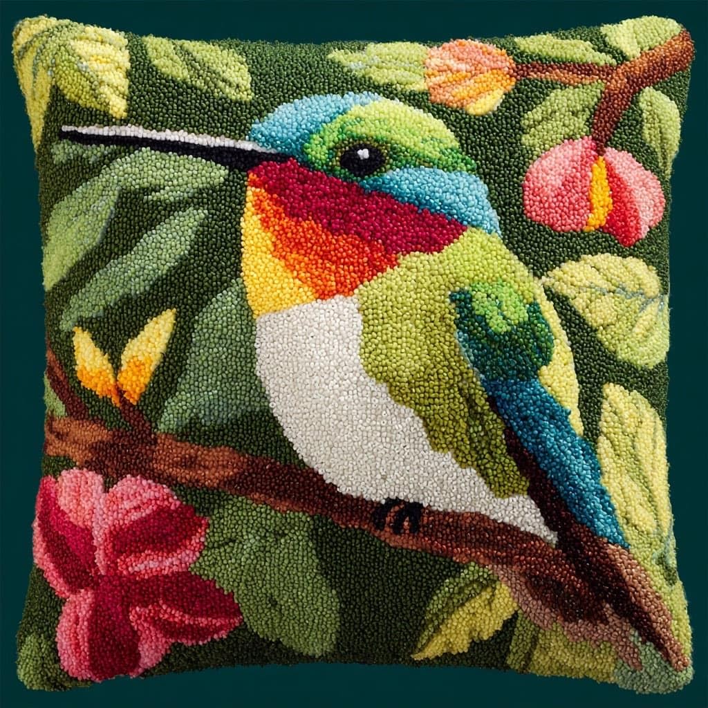 Henypt Latch Hook Pillow Case Kits, Bird