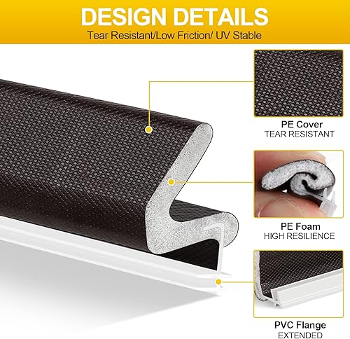 Miniatura 25 de Sello de puerta de corte extra largo de 40 pies para espacios grandes y fácil instalación (blanco)