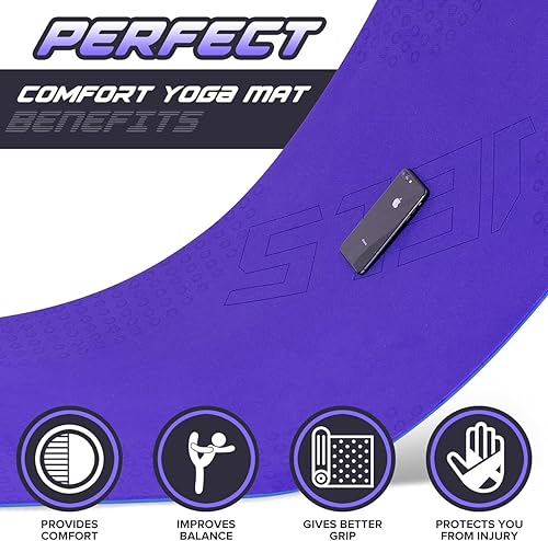 Miniatura 4 de JELS - Tapete de yoga extra grueso, 25 pulgadas, diseño ergonómico 3D antideslizante, material TPE certificado SGS, tapete de yoga para hombres y