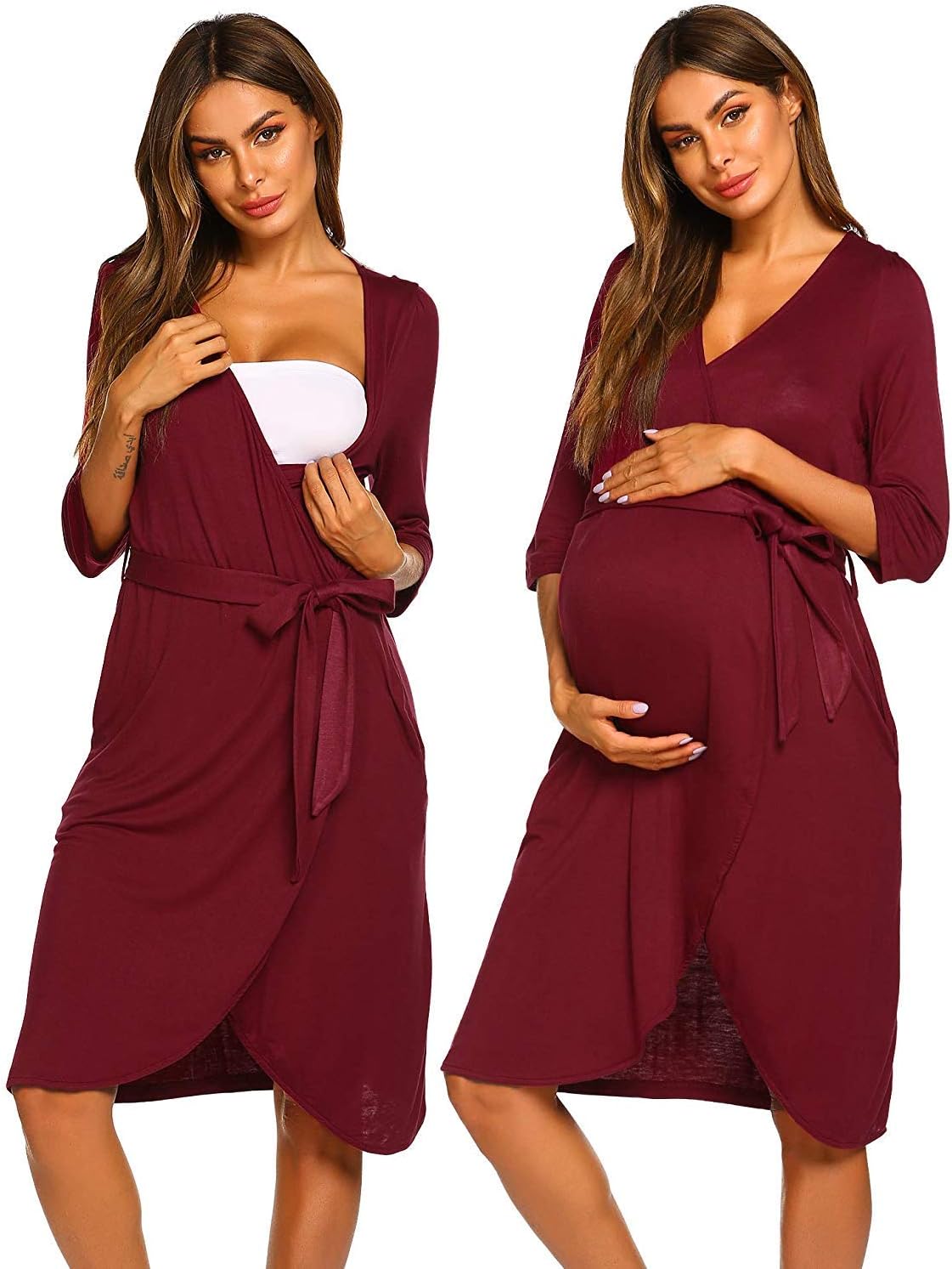 Eletina candy Maternity Robe 3 in 1 Labor Delivery Nursing Gown Hospital Breastfeeding Dress