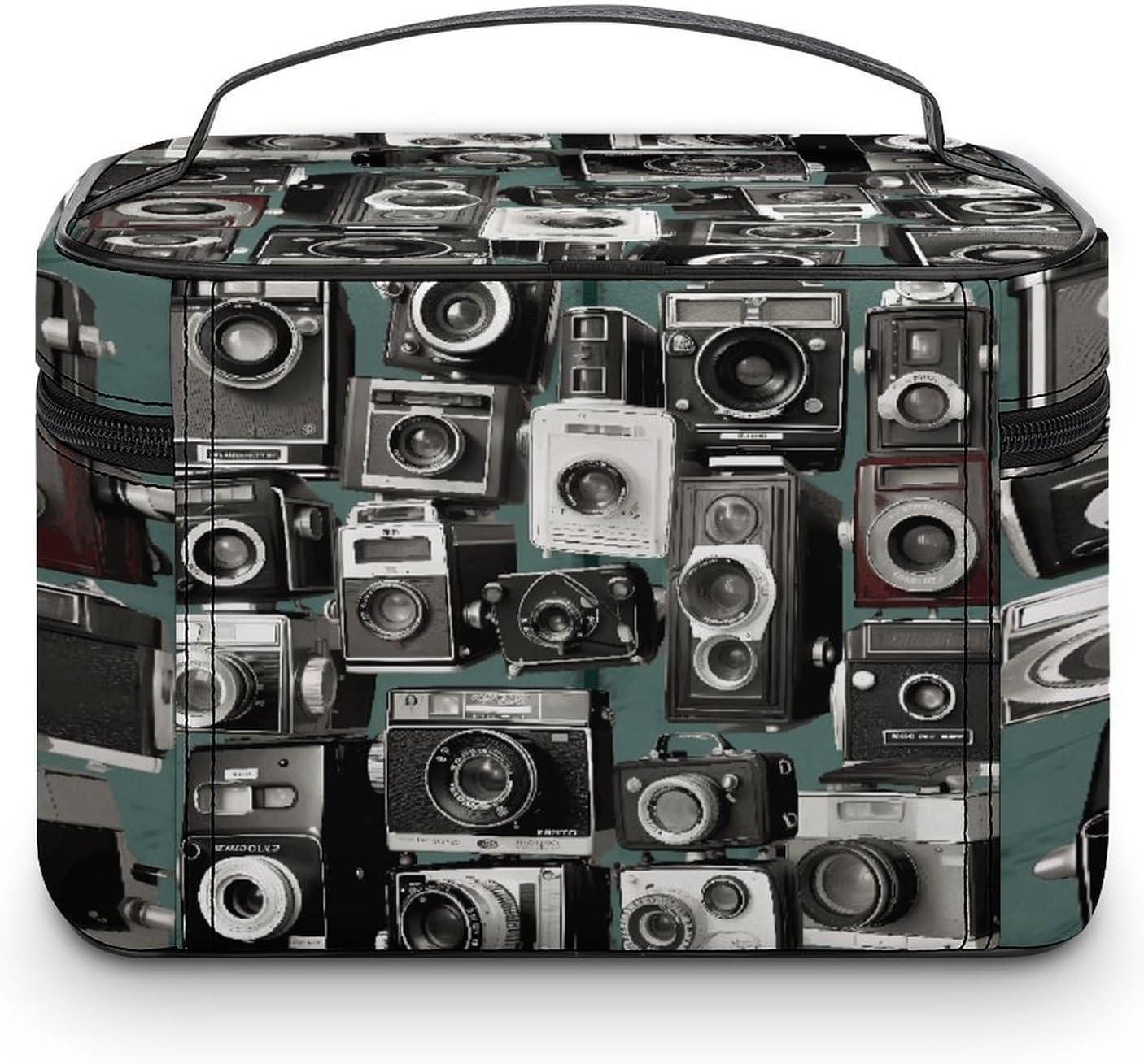 Retro Cool Camera Collection Travel Toiletry Bag for Women Water-resistant Makeup Cosmetic Bag Bathroom Shower Bags with Double Zipper Versatile Travel Organizer Essentials for Shower image 3