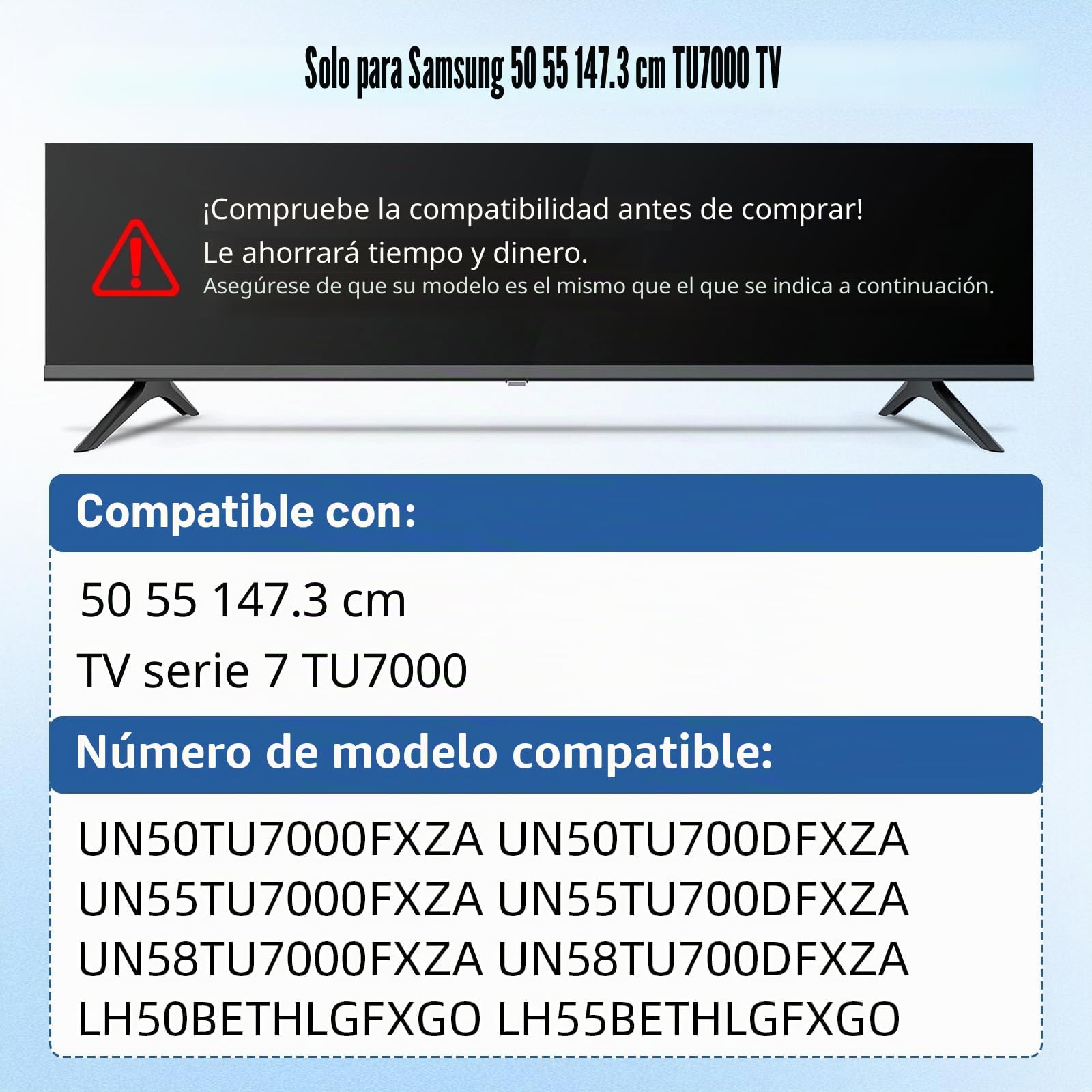 Para patas de soporte de TV Samsung, patas de TV de repuesto para Samsung, 1 par de bases de soporte de TV Samsung UN50TU7000FXZA UN50TU700DFXZA UN55TU7000FXZA UN55TU700DFXZA UN58TU7000FXZA