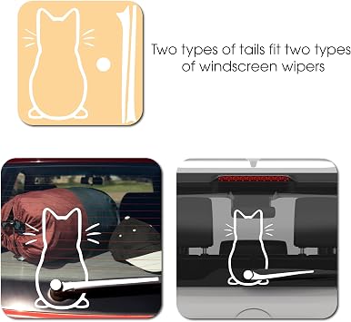 Cute Cat Car Windshield Wiper Vinyl Art Sticker Decor Lovely Animal Cat Mural Art Decal for Car Window Loptop Decoration