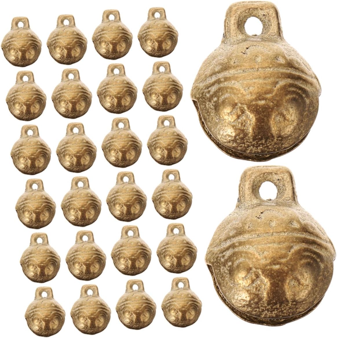 NUOBESTY 40pcs Vintage Tibetan Copper Jingle Bells Bells for DIY Jewelry Making Charms Pendants Craft with Tiger Head Design for Christmas Decorations Home Door Hanging Ornaments