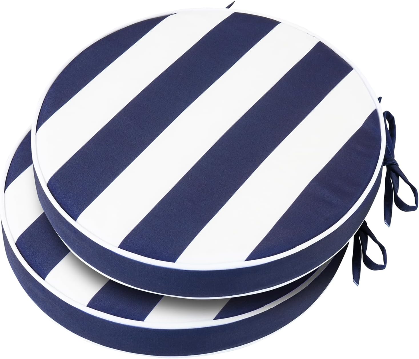 Outdoor Bistro Chair Cushions Set of 2, Waterproof 15 inch Round Seat Cushions with Ties for Patio Deck Furniture