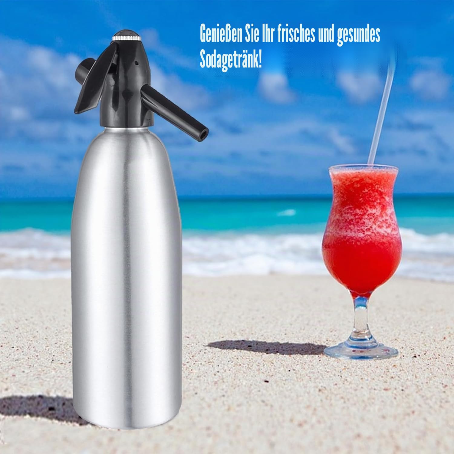 Sodaflasche, Professionelle Legierung Siphon Seltzer-Siphon Mit Druckminderer Für Saft Getränke Cocktail 1 L Silber