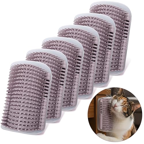 Afarnook 6 Pack Cat Corner Scratcher with Catnip 5.1'' Small Self Grooming Wall Corner Grooming Softer Massage Combs for Long and Short Fur Cats Dogs