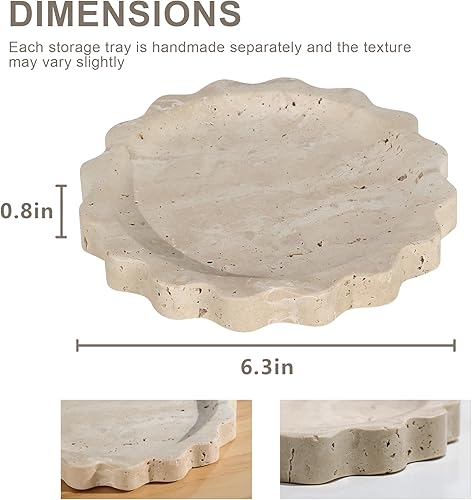Miniatura 5 de Bandeja de joyería de mármol, cuenco Catchall para anillos y llaves - Organizador de tocador con diseño de piedra natural, decoración del hogar,