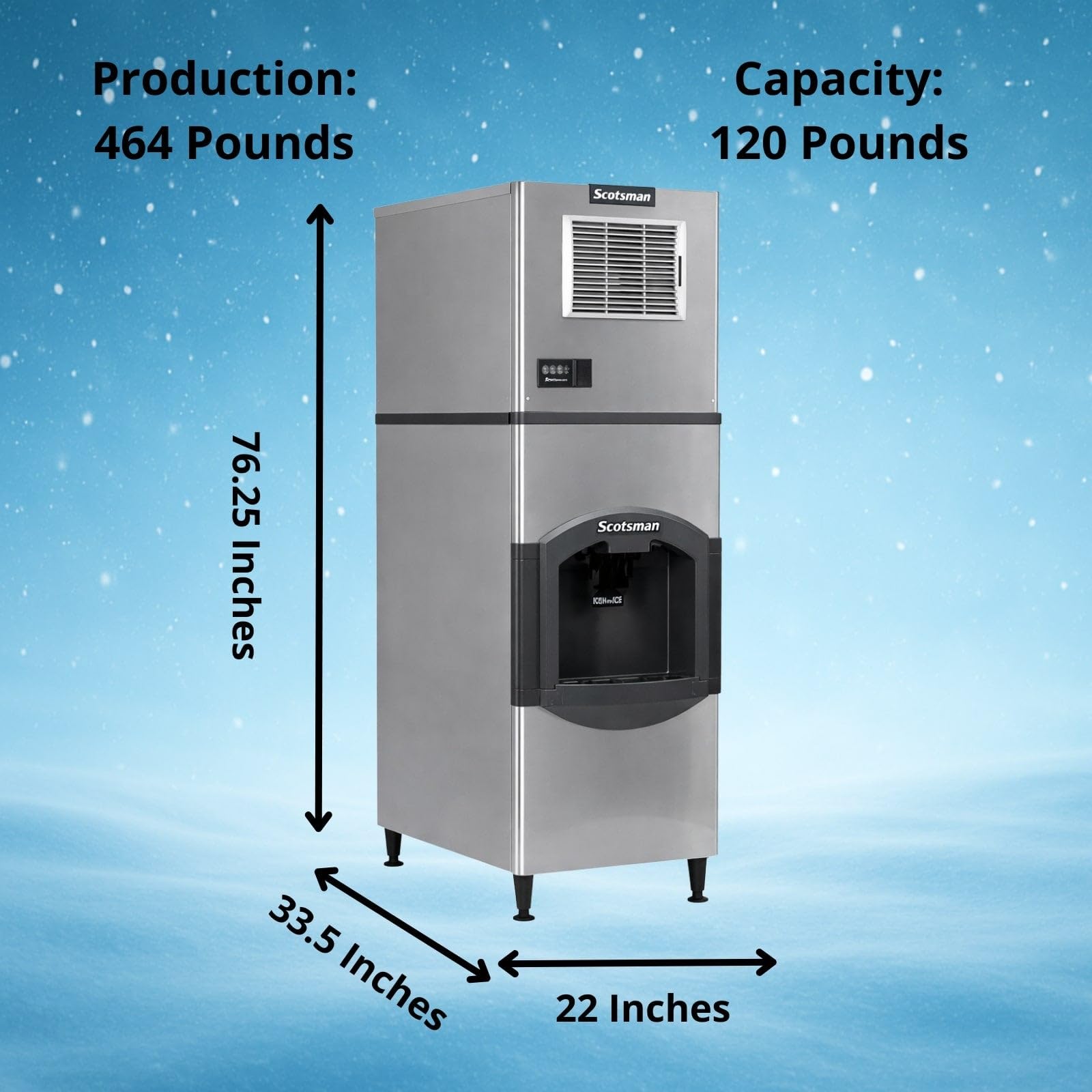 Scotsman Prodigy Elite Medium Cube 22" Ice Maker - 464 lb/Day, 120 lb Hotel Bin on Fridge.com