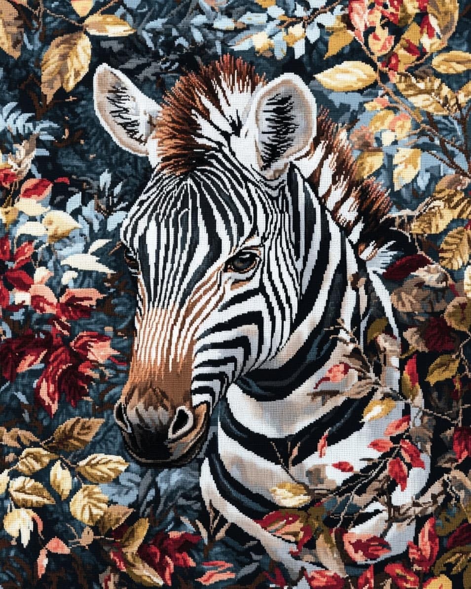 WallustrioaW Embroidery Cross Stitch Kits for Beginners,Animal Zebra,Stamped Embroidery 11CT Needlework Kit DIY Artwork for Adults Girls Wall Decor,16x20in