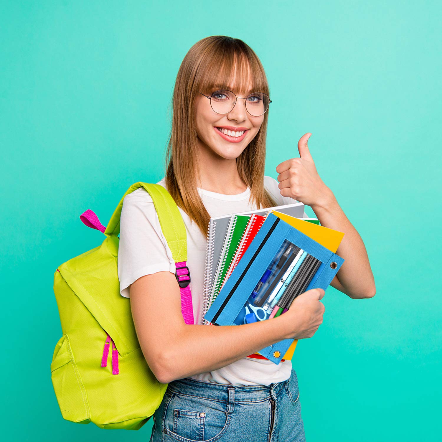 Estuche para lápices para carpeta de cuaderno de 3 anillas, paquete de 30 estuches con cremallera a granel en varios colores, bolsillos para lápices para suministros escolares de oficina,