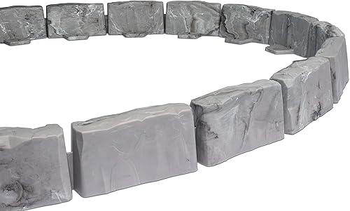 Miniatura 4 de EasyFlex Borde de paisaje sin excavar con picos de anclaje, borde de jardín decorativo de aspecto de piedra de 2.7 pulgadas de alto, kit de 15 pies,