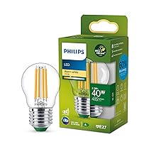 Philips LED Lampadina Sfera a Filamento Classe A Ultra Efficiente, 40W, E27, Luce Bianca Calda,