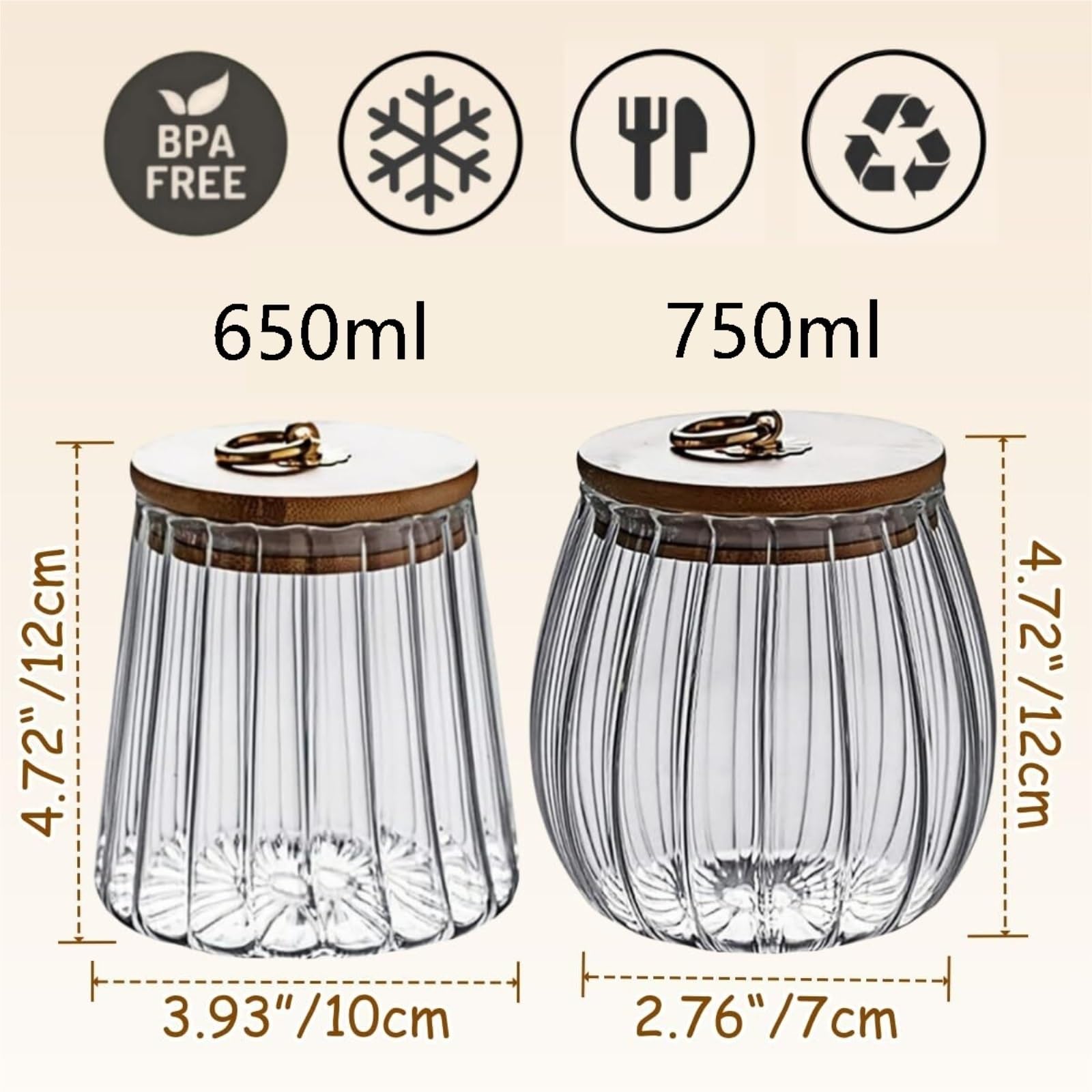 Vorratsgläser mit Deckel Glasgläser Set Streifenbehälter Mehrzweckaufbewahrung for Zucker Aufbewahrungsgläser Küche