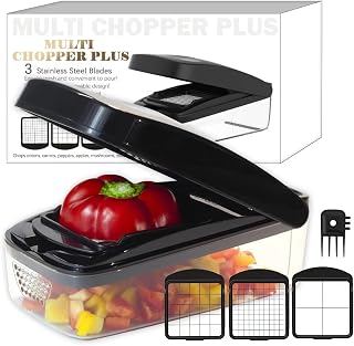 KITIDEA Vegetable Chopper with 3 Dicer Blades - Onion Dicer, Potato Cubers, Veggie Slicer, Easy Clean Container (Black)