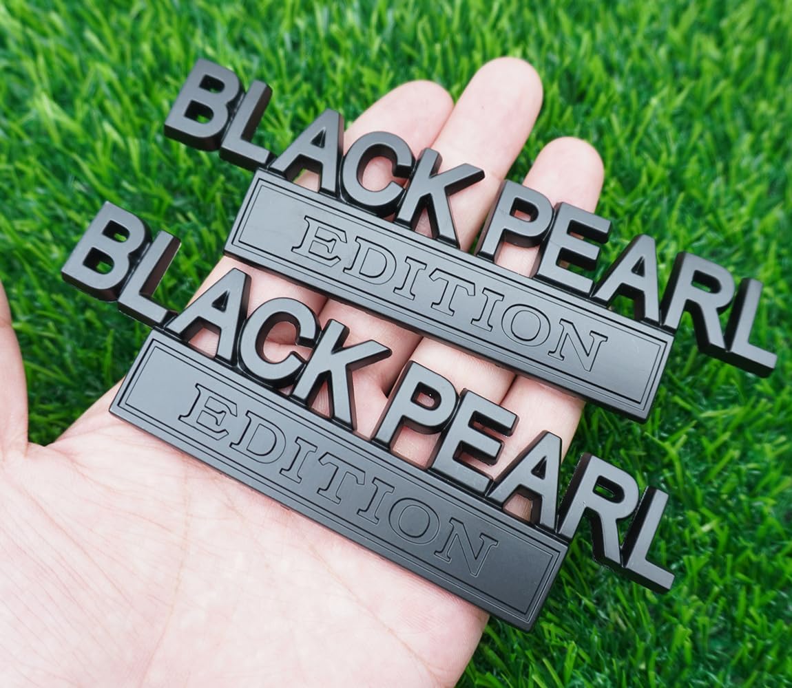 Pair Set Black Pearl Edition Emblem 3D Letter Fender Tailgate Badge Decal Sticker Nameplate for Universal Vehicle, Car, Truck, SUV Motorcycle Accessories (All Black)