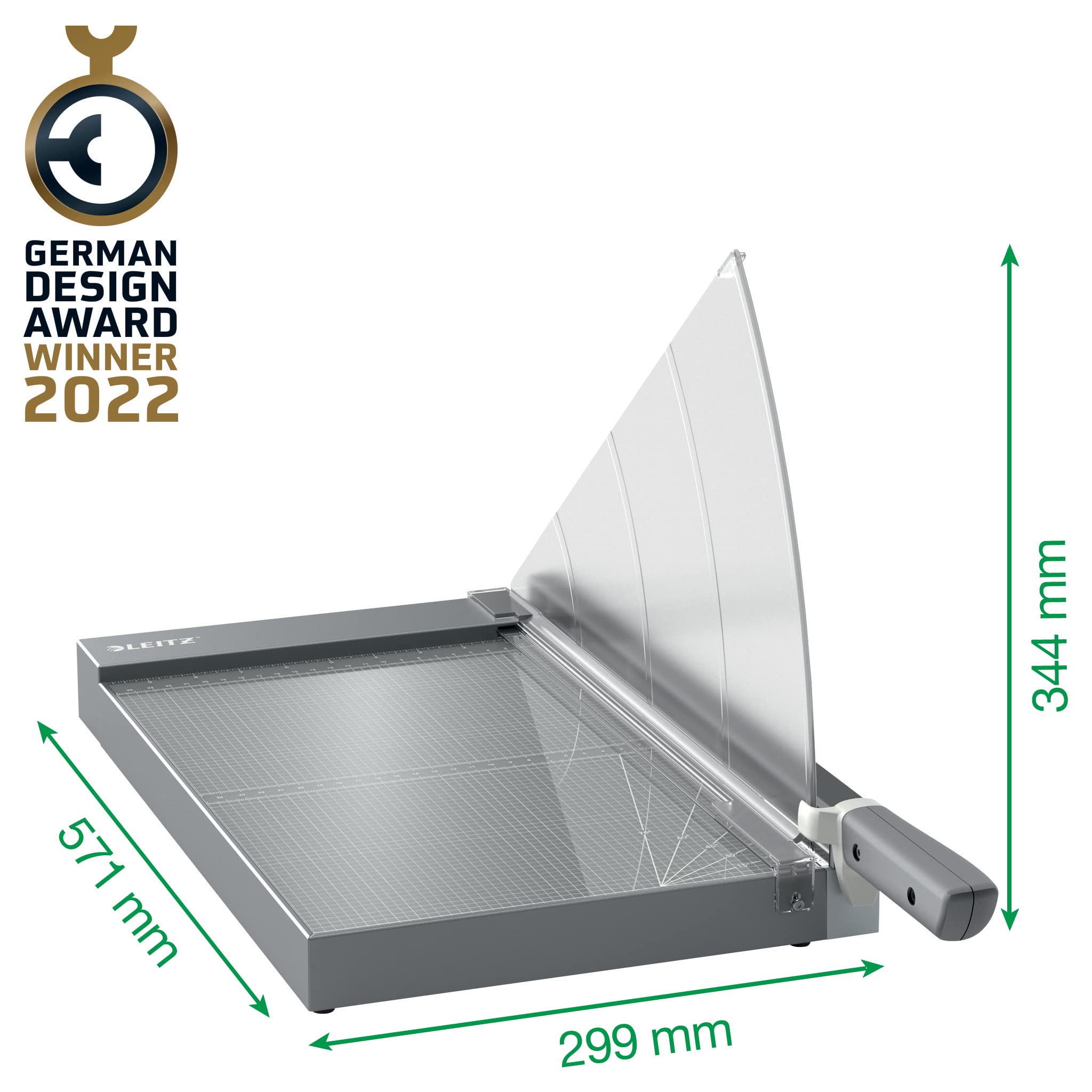 Leitz, Gilotyna do Papieru Leitz Precision Office Pro A4+ z Prowadnicą Wyrównującą, Tnie do 25 Kartek, Długość Cięcia 381 mm, Stalowe Ostrze z Osłoną, Światło EdgeGlow (90230000)
