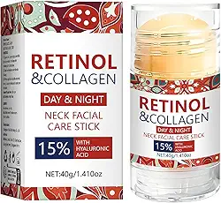 Bastão facial de retinol com ácido hialurônico, retinol e colágeno para cuidados faciais para o pescoço para levantar a pele, bálsamo hidratante facial dia e noite creme antienvelhecimento para