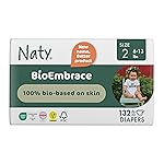 Naty BioEmbrace Baby Newborn Diapers Size 2 (6-13 lbs) | 100% Biobased on Skin | Plant-Based Softness | Dermatologically Tested, Super Absorbent | 132 Count