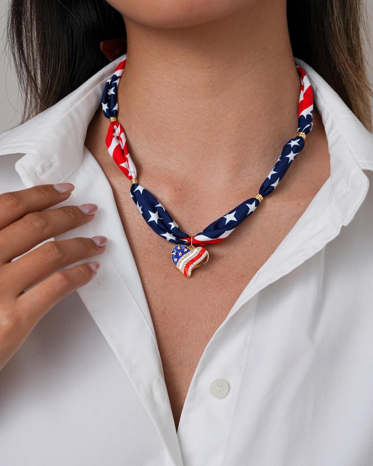 MIFYNN Silk Scarf Necklace for Woman Trendy Black and white Scarf Necklace with Charm Formal Costume Prom Jewelry Gift