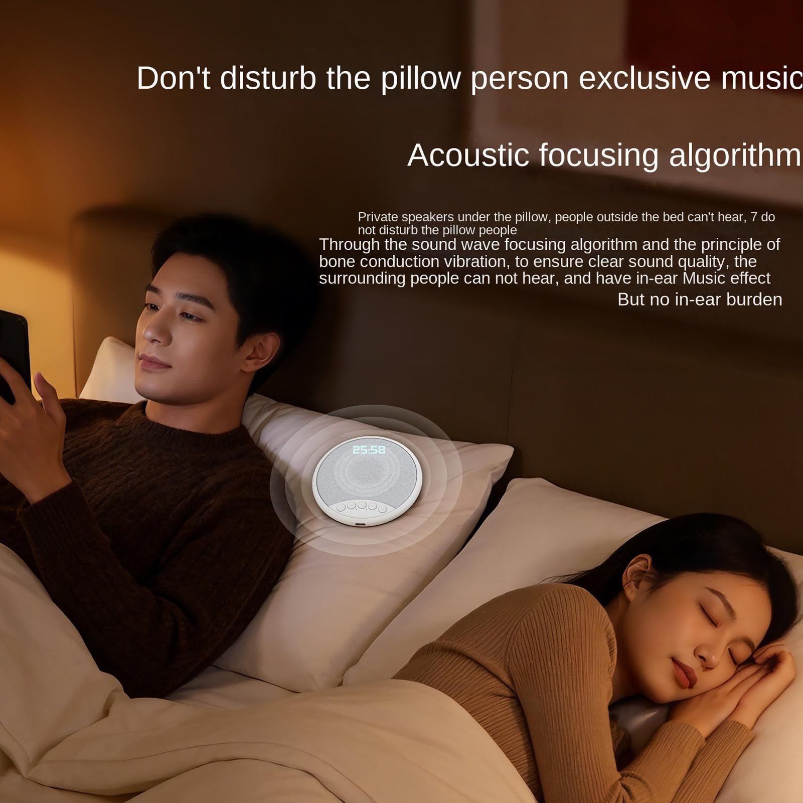 Altavoz de almohada, aparato estable con ruido , altavoz inalámbrico de música para almohada de cama, para hotel, dormitorio, viajes, adolescentes, adultos, amantes de la música, cumpleaños, día