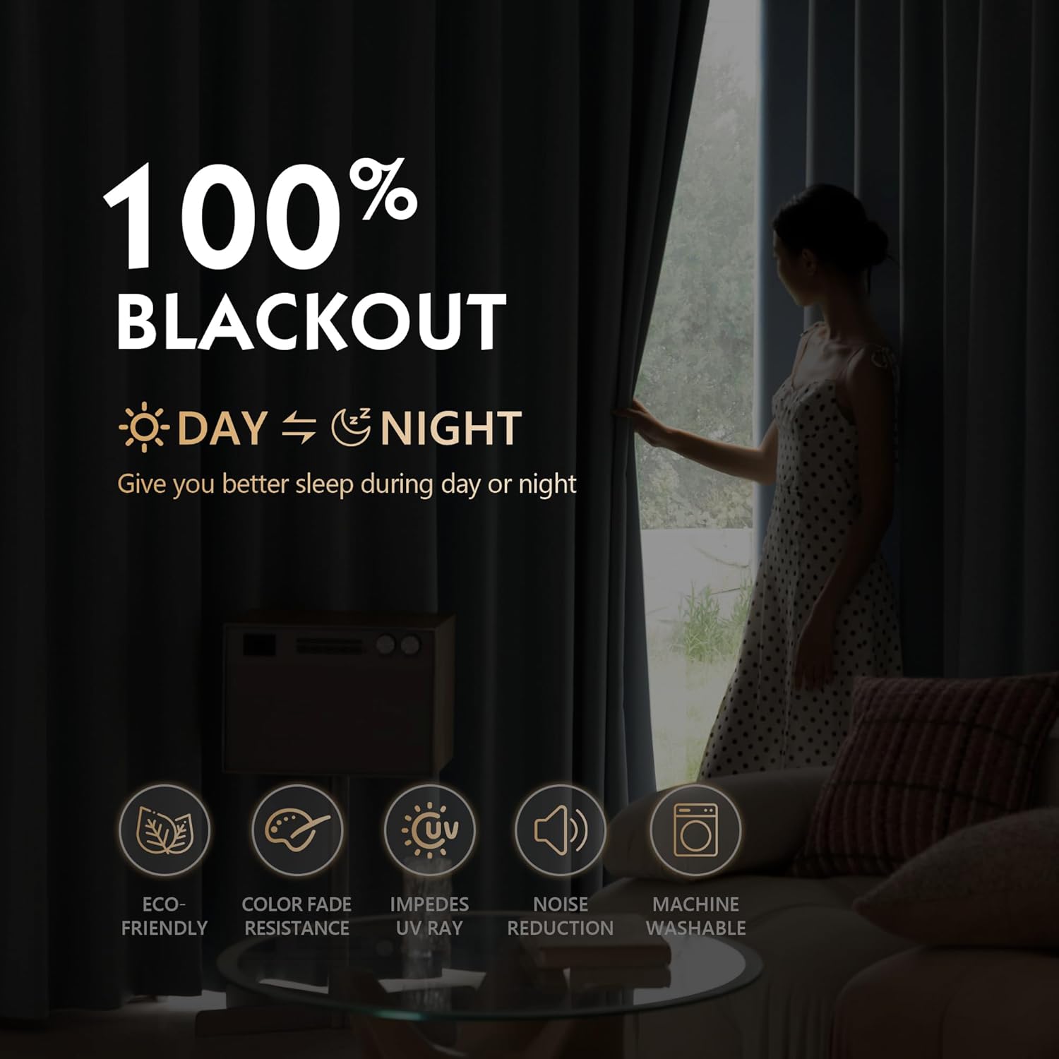 FMFUNCTEX 100% Blackout Curtains for Bedroom, Slate Blue Curtains 72 Inches Long Weave Textured Thermal Insulated Curtains for Living Room, Black Out Drapery Grommet Room Darkening 2 Panels
