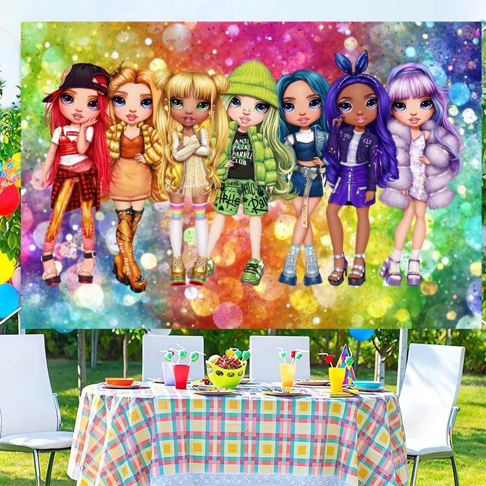 Miniatura 2 de Decoraciones de cumpleaños con fondo de arcoíris, telón de fondo de feliz cumpleaños arcoíris para suministros de fiesta de cumpleaños (5 x 3 pies)