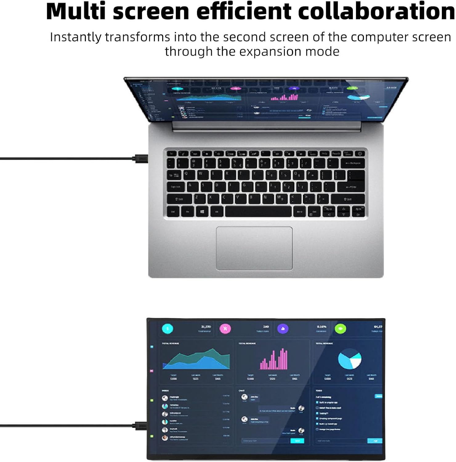 18.5inch Portable Monitor, 1080P USB C HDMI Second External Monitor for Laptop, PC, Mac Phone, Ultra Thin Gaming Display with Stand & Speakers, for Work & Entertainment - Image 4