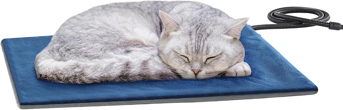 Pecute Pet Heating Pad with Chew Resistant Cord, Waterproof Layer | Auto Temp Control with Washable Cover, Dog Heating Pad Warming Cat Pad, Indoor Pet Heating Pad for Dogs Cats, 15.7" x 12.6"
