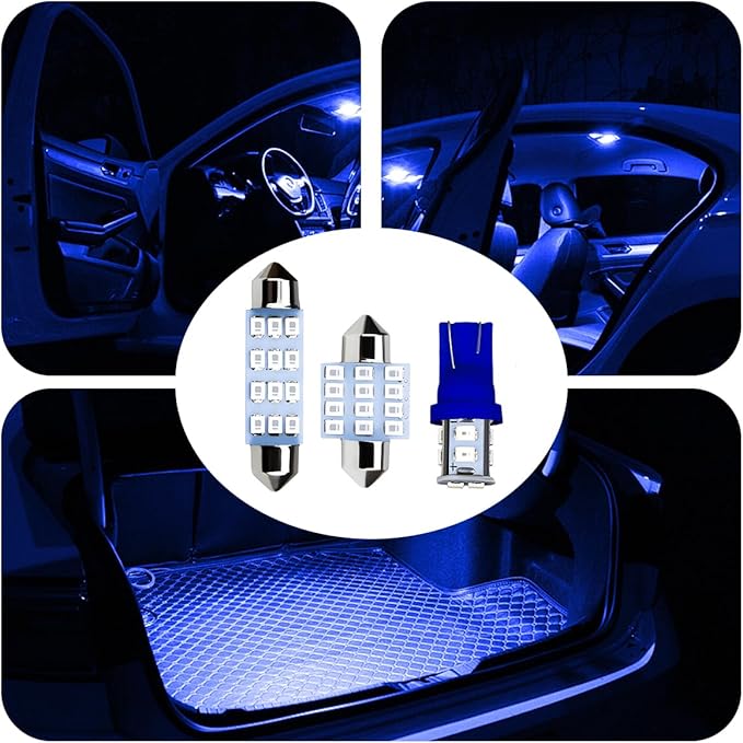 Juego de 24 Luces LED Interiores para Coche HZEL, 12V, Azul miniatura 4