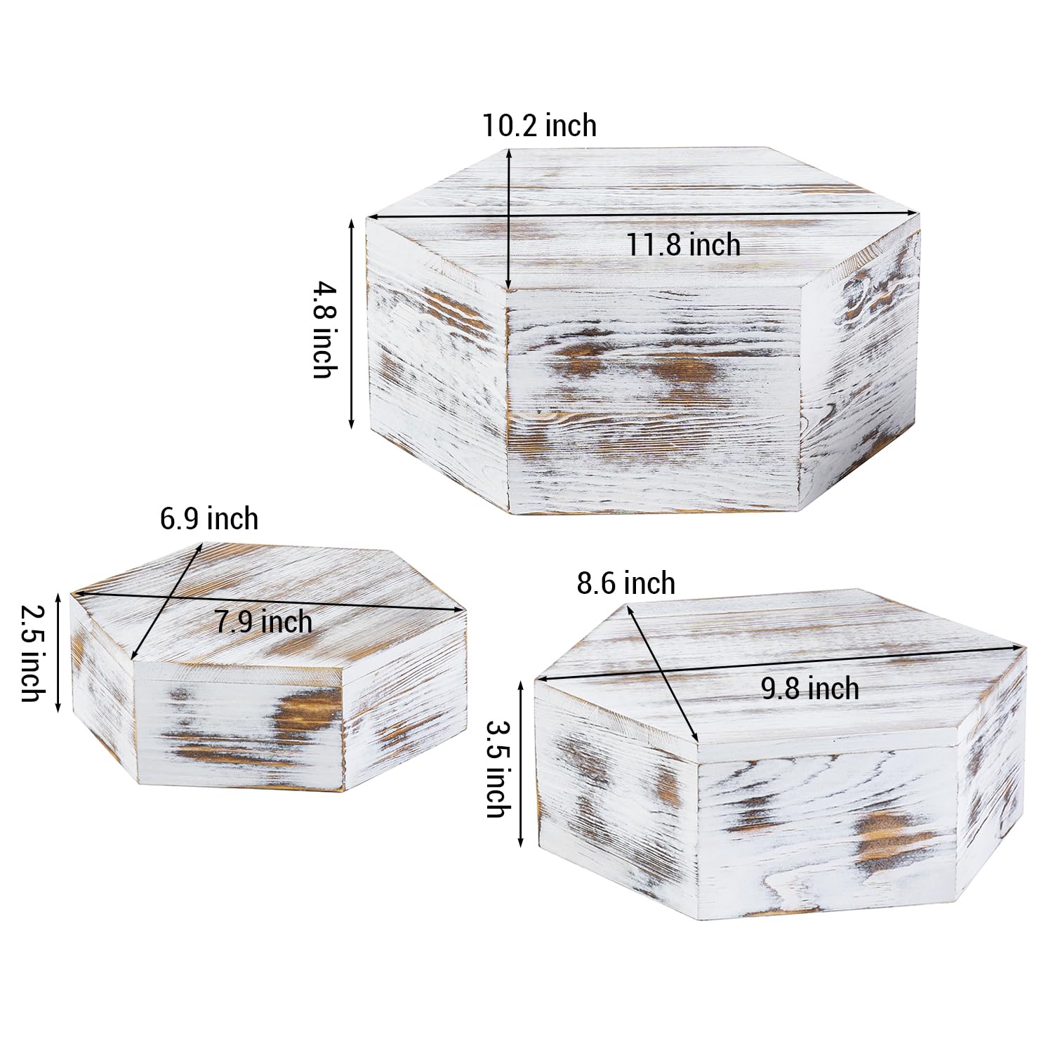 Snapklik.com : MyGift Shabby Whitewashed Wood Hexagonal Display Riser ...