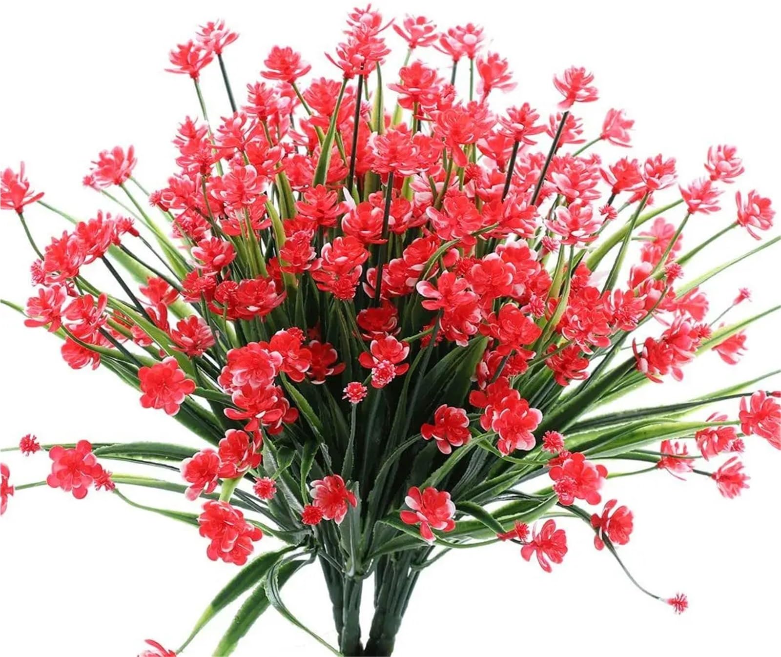 Dcrxz Artificial Flowers 5 Bundles Artificial Flowers UV Resistant Greenery Shrubs Plants for Home Garden Kitchen Office Wedding Decoration Fake Flower(Red)