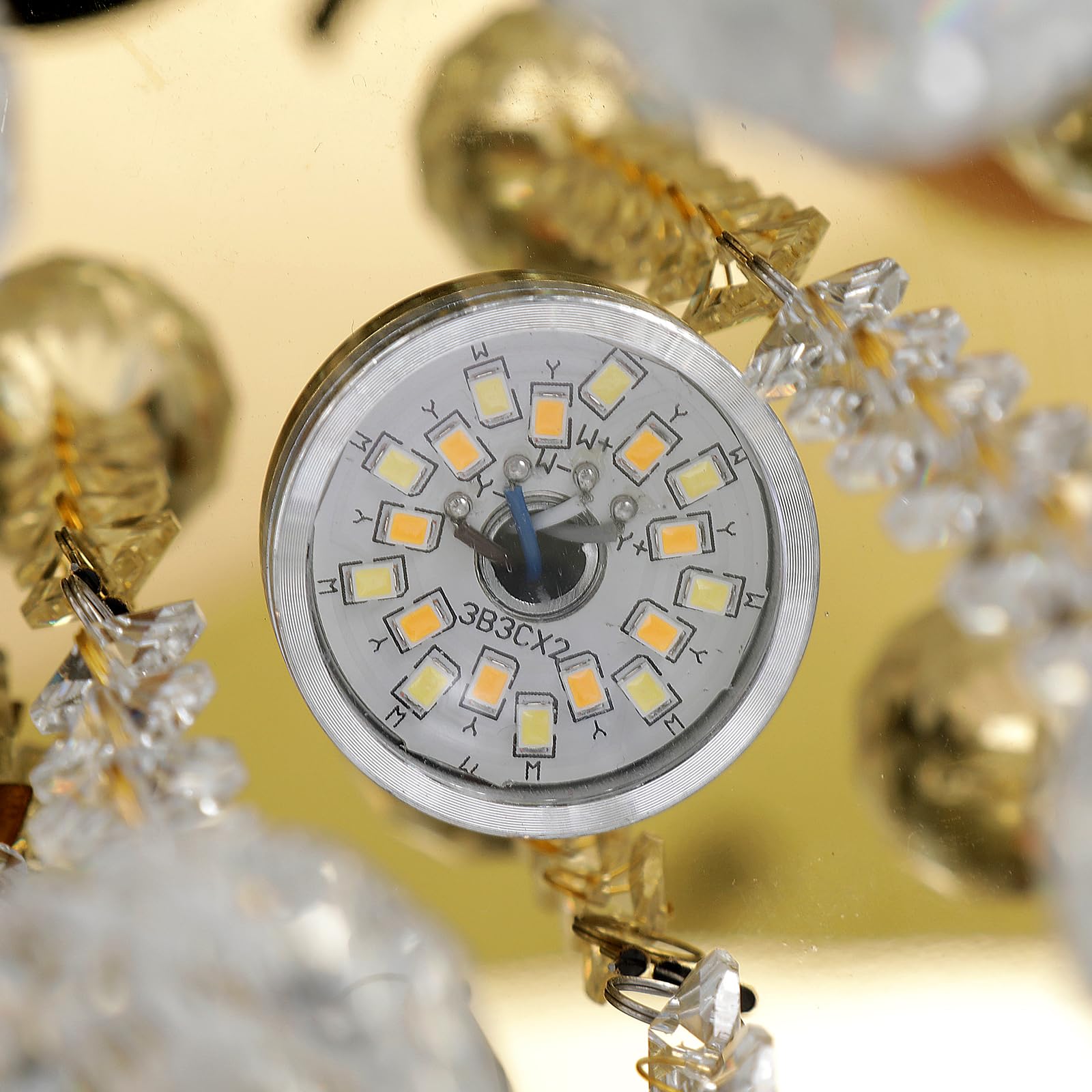 GreeLustr Moderne Kristall Kronleuchter für Wohnzimmer, Variables Licht Deckenleuchte Kristalle mit Elegantem Design für Schlafzimmer Flur Küche, Golden Deckenlampe Kristall für Decke (40cm)