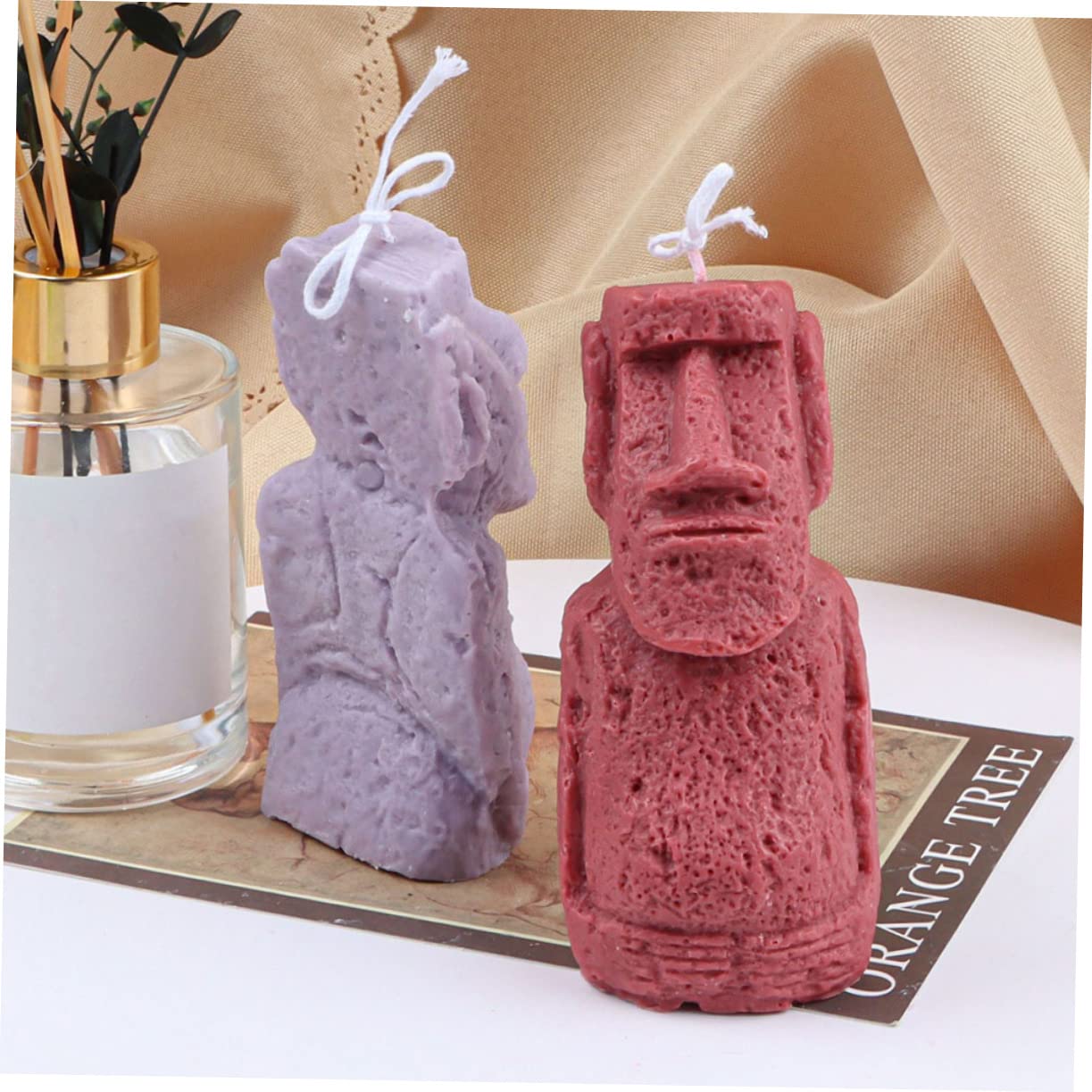 Anneome Stampo Candele in Silicone Riutilizzabile Forma di Statua Isola di Pasqua per Creare Candele Profumate Fai da Te