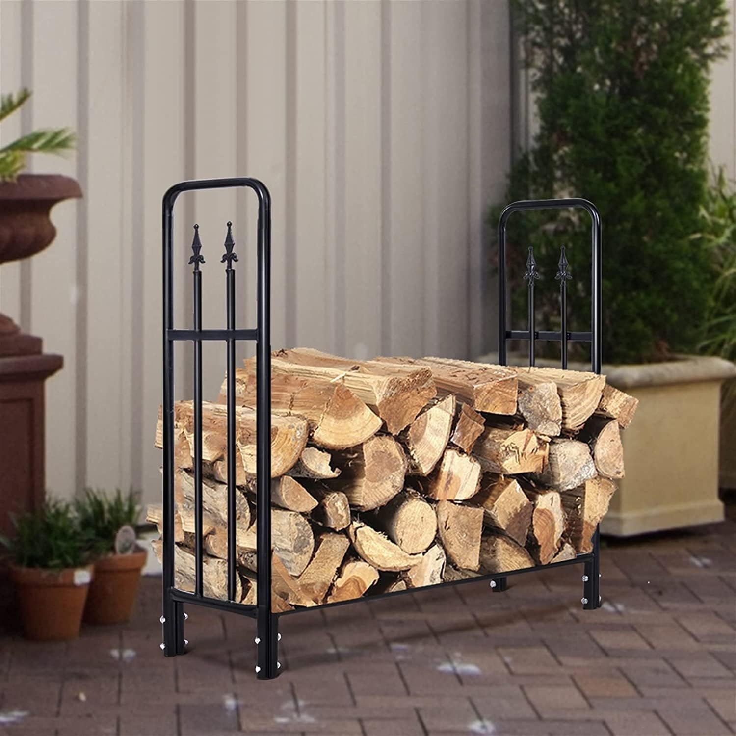 Outdoor Fireplace Firewood Rack Log Store Firewood Rack Log Store Rack Bracket Kit with Screws Firewood Holder Storage Holder Adjustable Fire Wood Rack Outdoor(