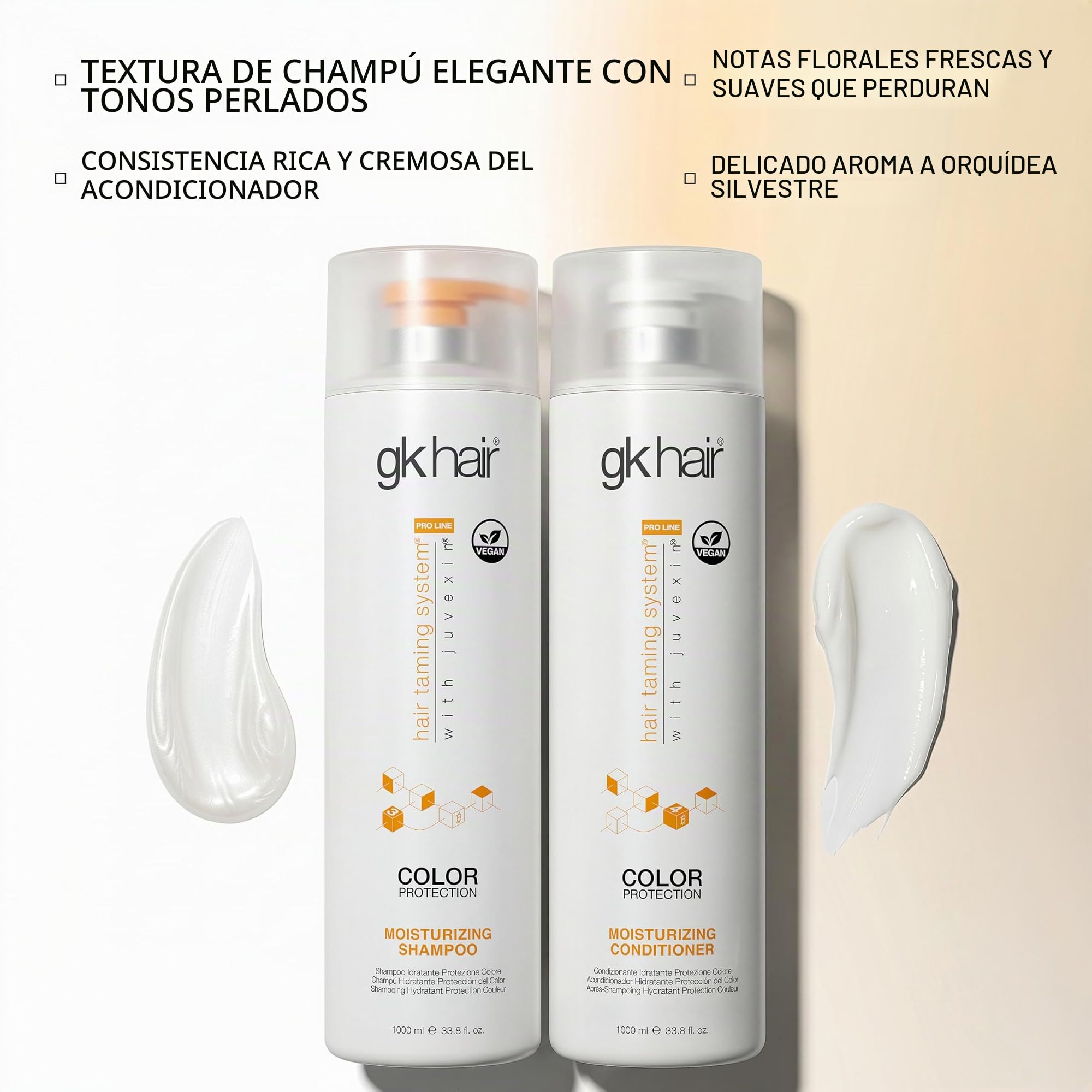 GK HAIR Global Keratin Moisturizing Shampoo & Conditioner Sets 1000ml Para Daños Secos Tratados Con Color Rizado Frizzy Orgánico Sin sulfato de parabenos Uso diario después de una limpieza profunda