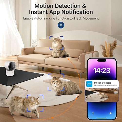 Miniatura 3 de Cámara de seguridad WiFi para vigilancia interior, 3 cámaras interiores para monitor de bebémascotaancianos, pista de movimiento, detección de IA,