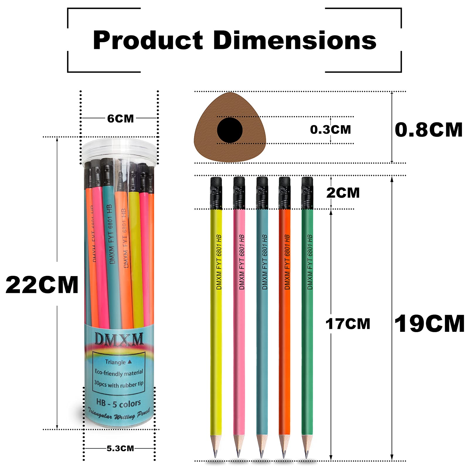 Amazon | ベーシック木製鉛筆 HB 消しゴム付き削り済み 三角形の