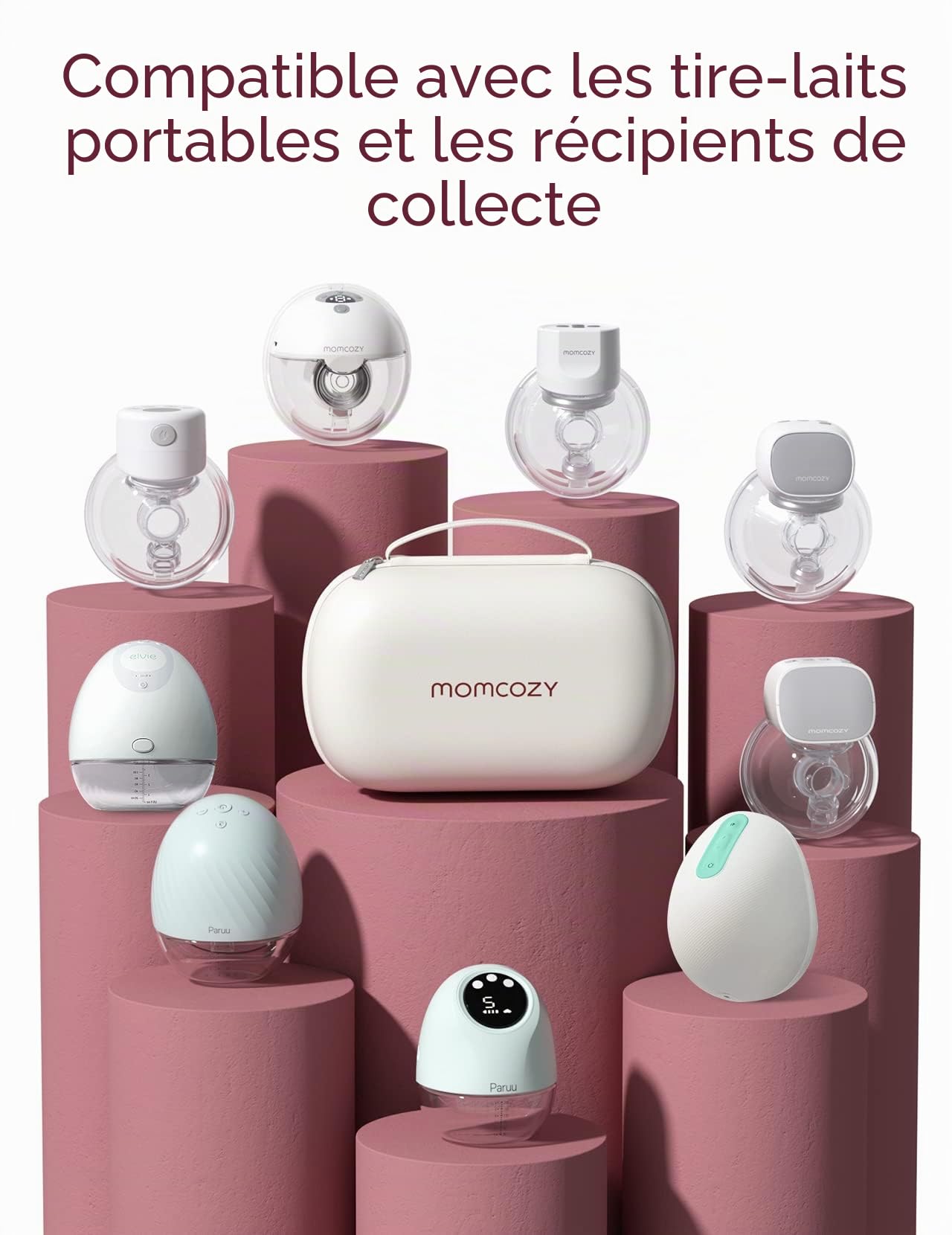 Momcozy Sac de Tire-lait – Sac de Rangement pour Tire-lait, Coque Rigide avec Plateau Amovible, Étanche, pour Sac de Pompage, Sac à Langer ou Sac à Main (peut contenir 2 tire-laits)