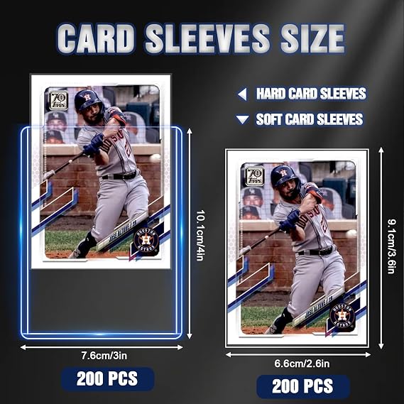 400 Card Sleeves Top Loaders for Cards, 3 x 4 Standard Premium Toploaders Card Holders Hard Plastic Card Protectors for Trading Sports Football Game Cards(200 Toploaders + 200 Penny Sleeves)