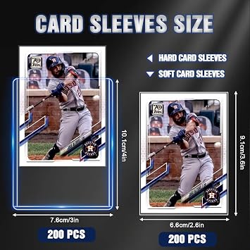 400 Card Sleeves Top Loaders for Cards, 3 x 4 Standard Premium Toploaders Card Holders Hard Plastic Card Protectors for Trading Sports Football Game Cards(200 Toploaders + 200 Penny Sleeves)