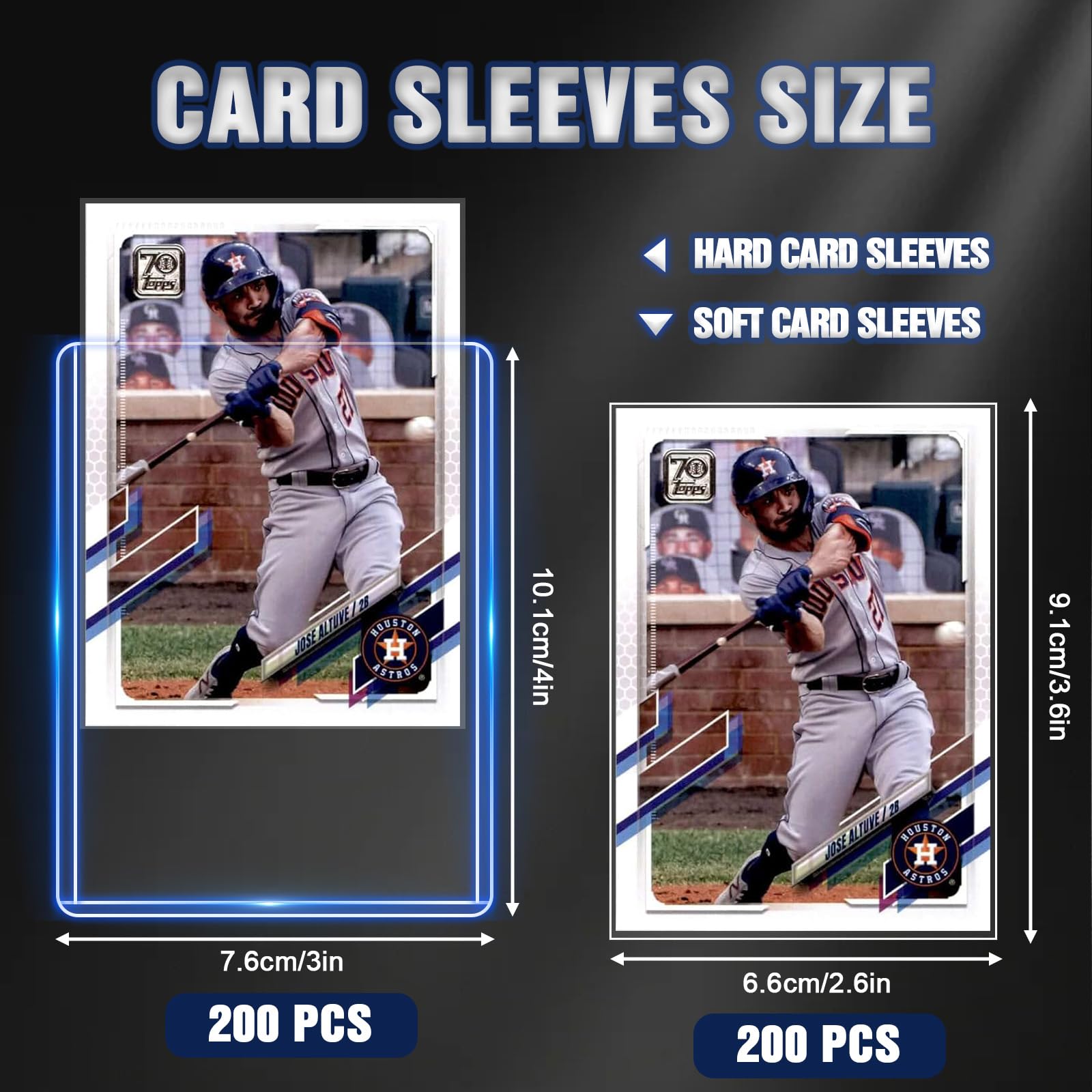 WAIZHIUA 400-Piece Card Sleeves Set, Includes 200 Toploaders & 200 Clear Penny Sleeves and Gloves - Image 2