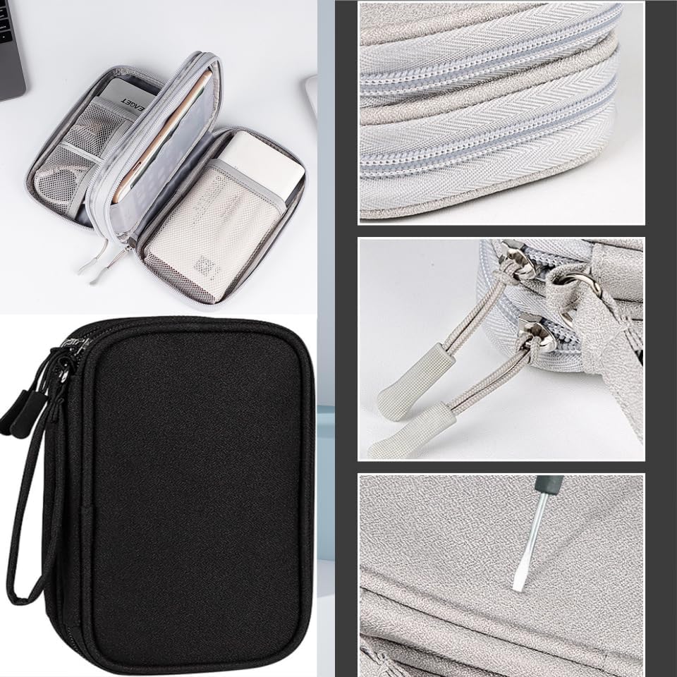 Miniatura 7 de Bolsa organizadora de accesorios electrónicos, organizador universal de viaje para cable, cargador, teléfono, tarjeta SD, bolsa de viaje de negocios
