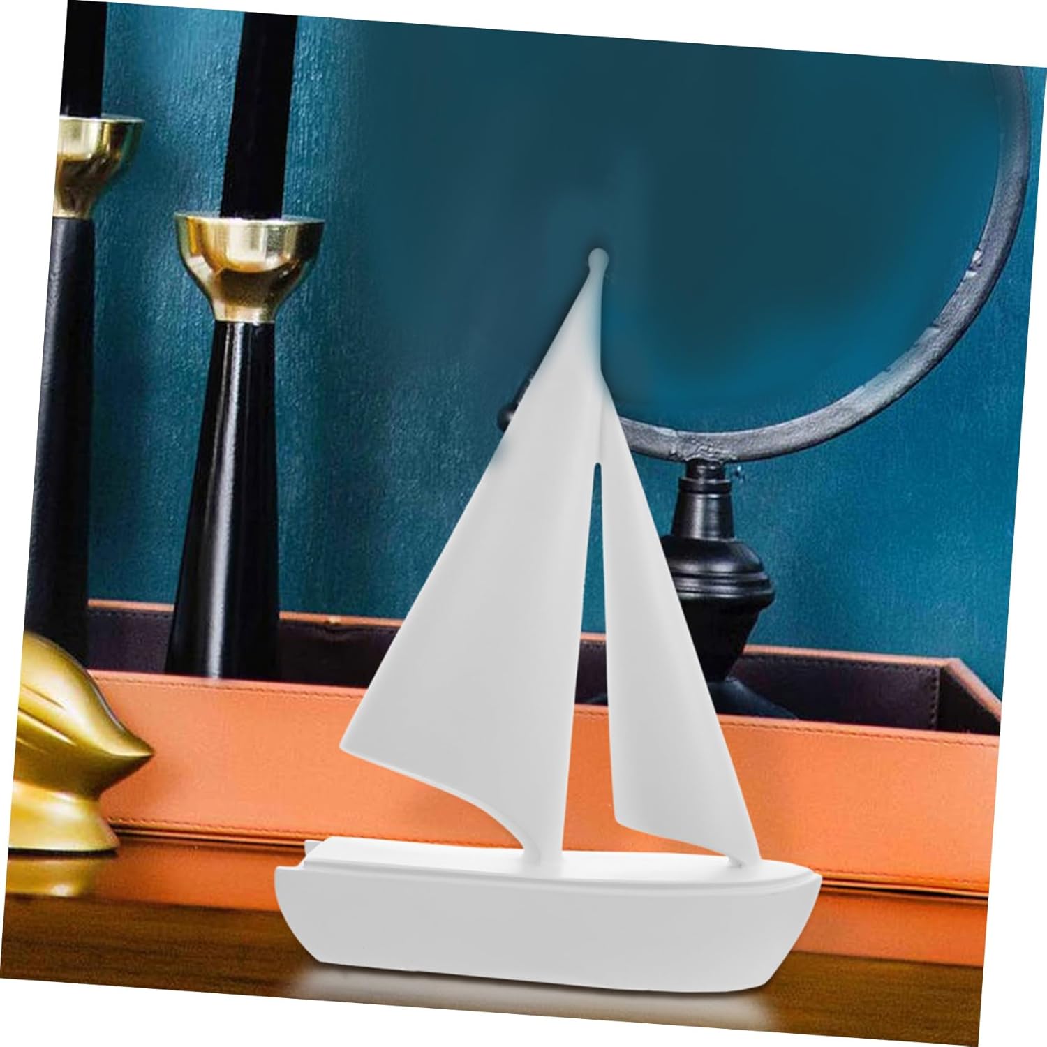 GLEAVI Resin Sailboat Decor Elegant Nautical Ornament for Home Office Hotel Resin Sailboat Adornment Housewarming Desk Decor