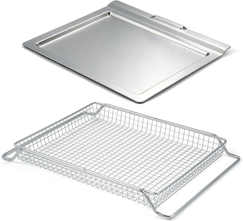 KCO124 KCO124BM Crumb Tray Air Fry Basket Replacement Parts for Kitchenaid Digital Air Fry Countertop Oven KCO 124 KCO124 KCO124BM Toaster Oven Crumb Catcher Pan Fryer Wire Racks Shelf Tray 2 Pcs