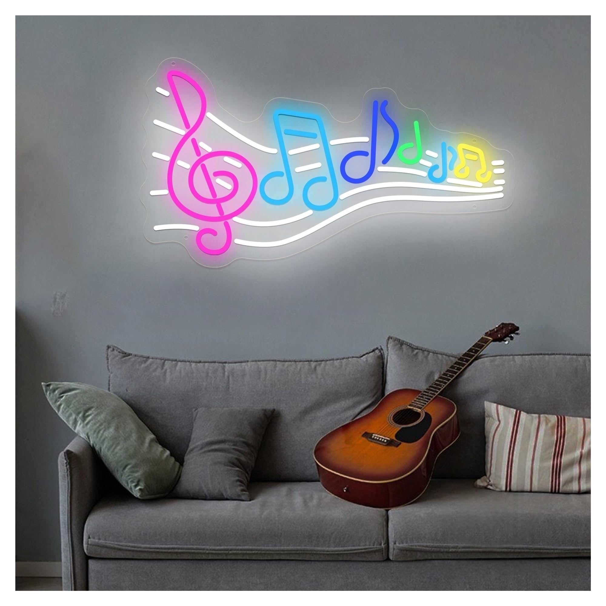 Shouxi B Sign Lamp Handmade Neon Signs Us Powered Music Notes Lights Suitable For Children's Room Man Cave Decor 45Cm(B)